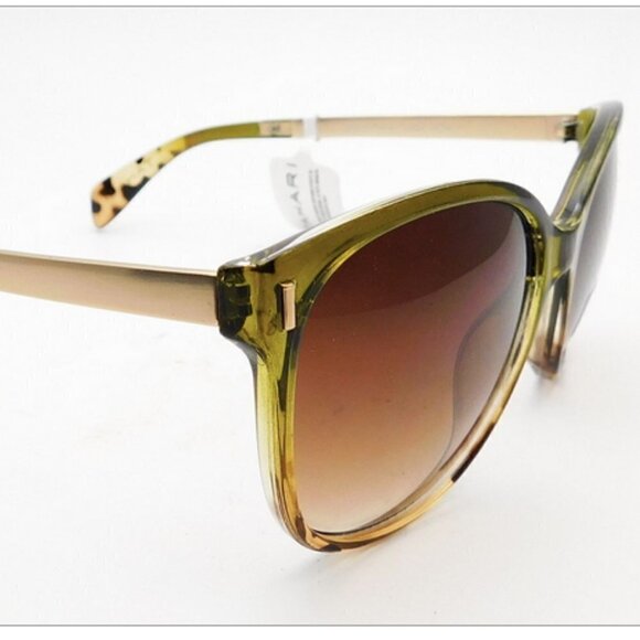 Tahari by Elie Tahari Oversized Slight Cat Eye Sunglasses, Honey Tortoise/Gold - Picture 2 of 10